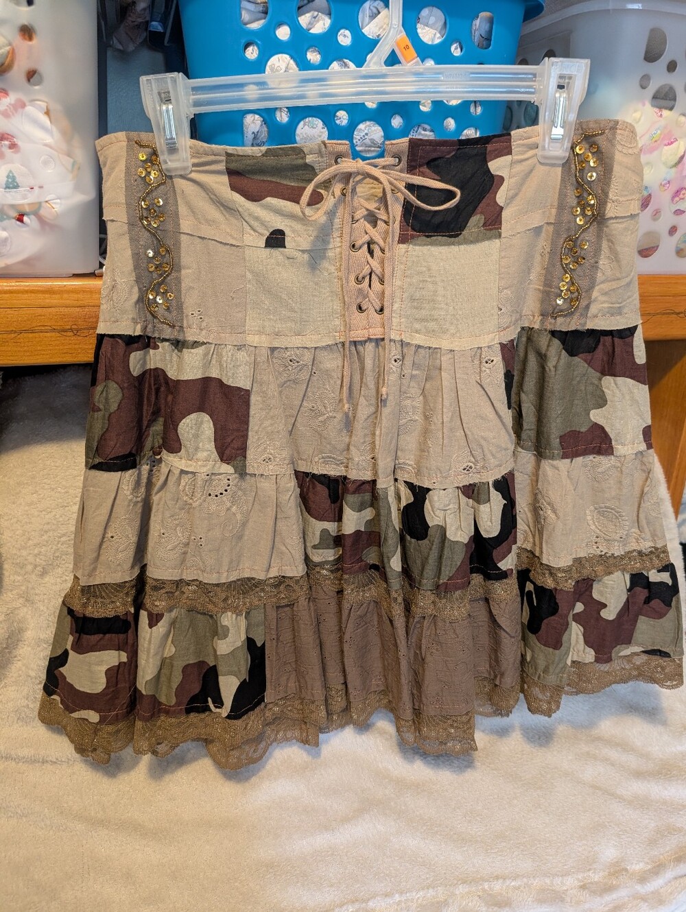 Adorable Khaki, Lace And Camo Skirt